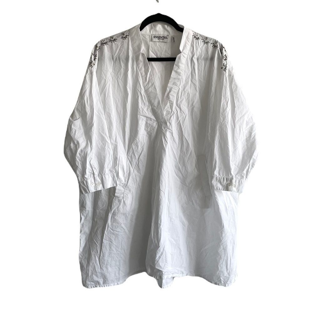 ESSENTIEL ANTIWERP White Cotton Popover Tunic Blouse Swimwear Coverup Dress 8